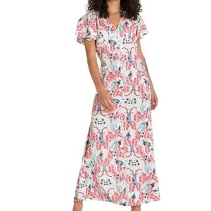Poetic Justice Peacock Print Maxi Dress Large